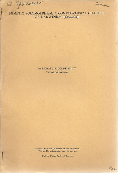 Mimetic Polymorphism, a Controversial Chapter of Darwinism (Concluded)