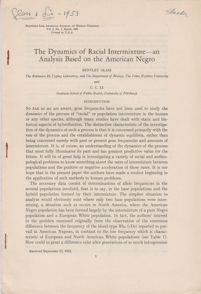 The Dynamics of Racial Intermixture--an Analysis Based on the American Negro