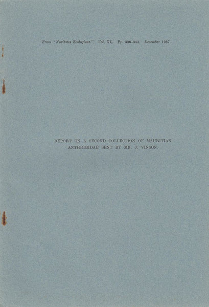 Report on a Second Collection of Mauritian Anthribidae Sent by Mr. J. Vinson