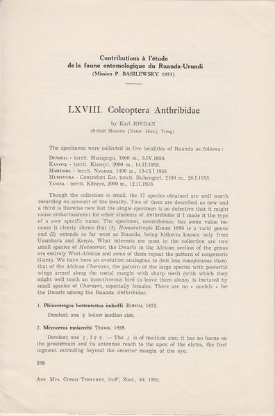 LXVIII. Coleoptera Anthribidae