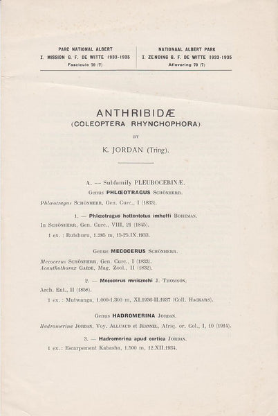 Anthribidae (Coleoptera Rhynchophora)