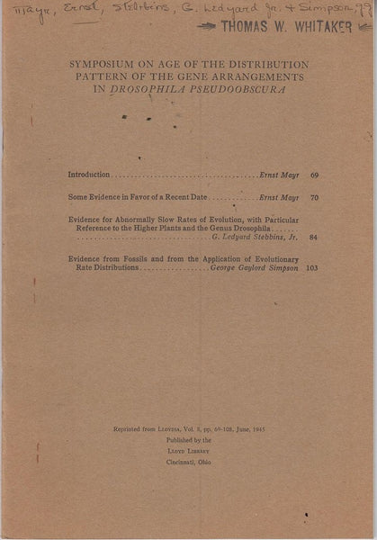 Symposium on Age of the Distribution Pattern of the Gene Arrangements in Drosophila Pseudoobscura