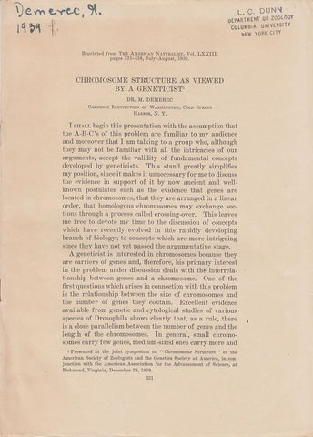 Chromosome Structure as Viewed by a Geneticist