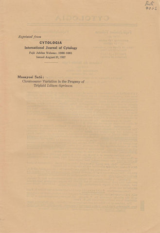 Chromosome Variation in the Progeny of Triploid Lilium tigrinum