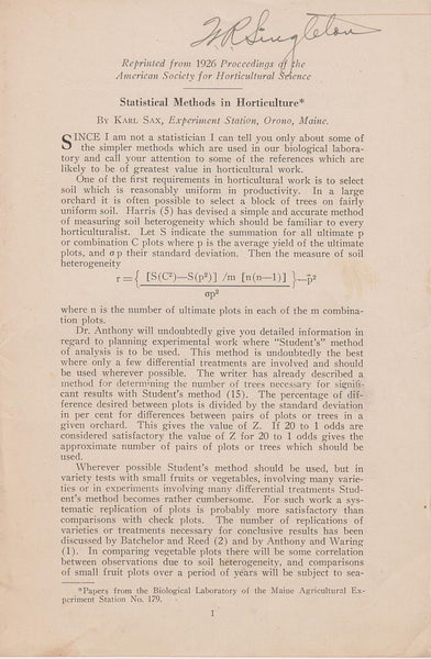 Statistical Methods in Horticulture