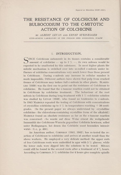 The Resistance of Colchicum and Bulbocodium to the C-Mitotic Action of Colchicine