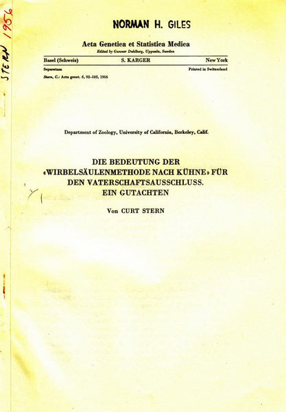 Die Bedeutung der "Wirbelsaulenmethode Nach Kuhne" fur den Vaterschaftsausschluss. Ein Gutachten