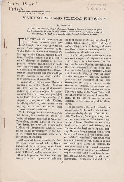 Soviet Science and Political Philosophy