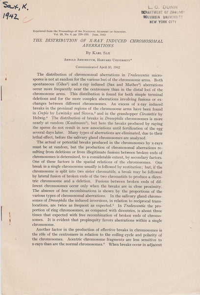 The Distribution of X-Ray Induced Chromosomal Aberrations