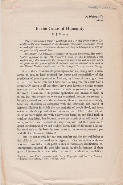 In the Cause of Humanity