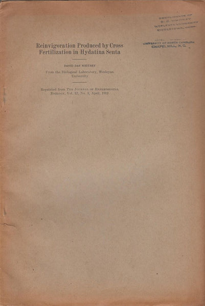 Reinvigoration Produced by Cross Fertilization in Hydatina Senta