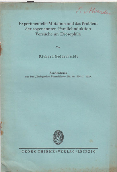 Experimentelle Mutation und das Problem der Sogenannten Parallelinduktion Versuche an Drosophila