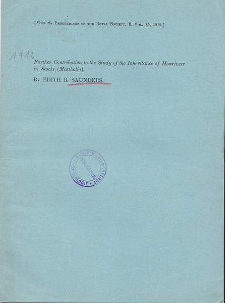 Further Contribution to the Study of Inheritance of Hoariness in Stocks (Mattholia)