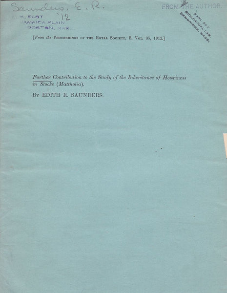 Further Contribution to the Study of Inheritance of Hoariness in Stocks (Mattholia)