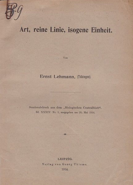 Art, reine Linie, isogene Einheit