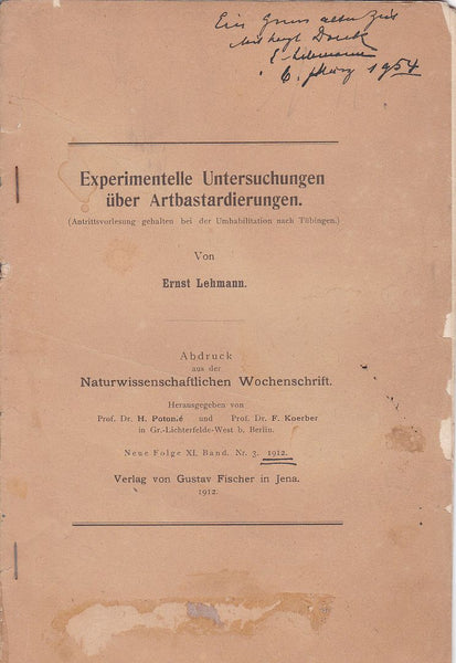 Experimentelle Untersuchungen Uber Artbastardierungen