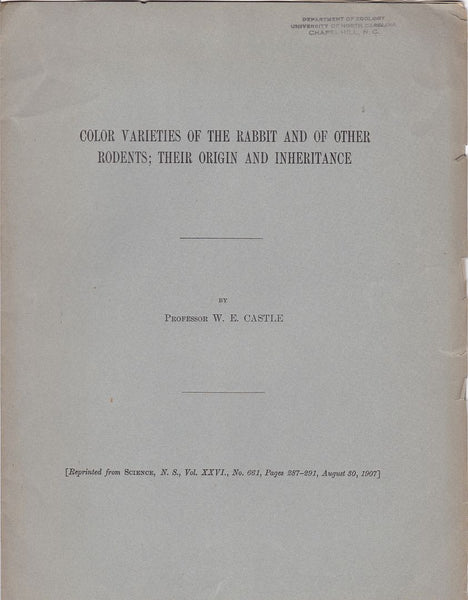 Color Varieties of the Rabbit and of other Rodents; Their Origin and Inheritance