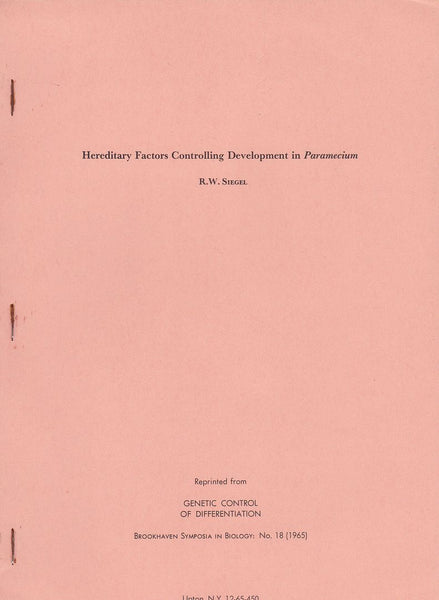 Hereditary Factors controlling Development in Paramecium