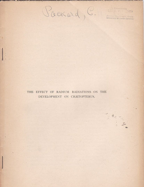 The effect of Radium radiations on the development of Chaetopterus