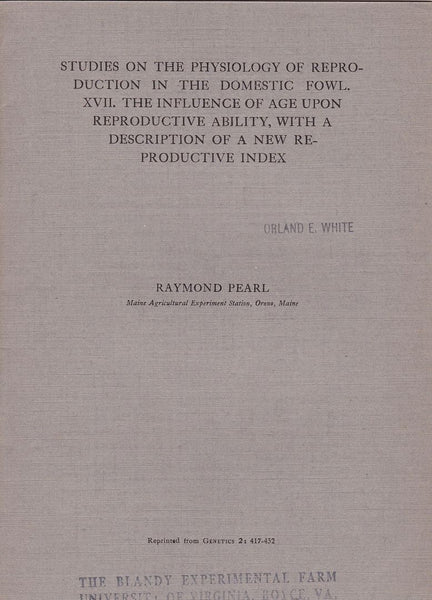 Studies on the Physiology of reproduction in the domestic Fowl. XVII. The influence of age upon Reproductive ability, with a description of a New Reproductive Index
