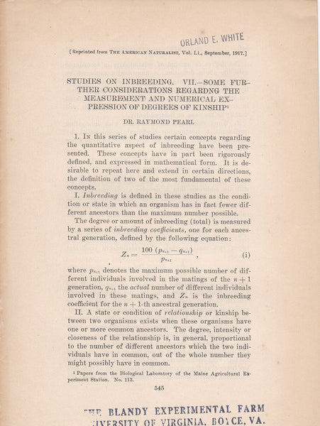 Studies on Inbreeding. VII.-Some Further Considerations Regarding the Measurement and numerical expression of degrees of Kinship