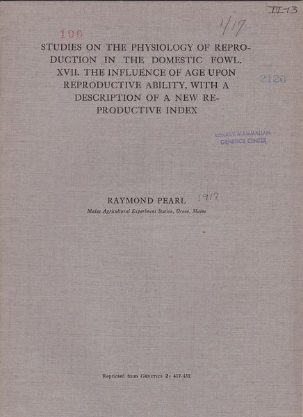 Studies on the Physiology of reproduction in the domestic Fowl. XVII. The influence of age upon Reproductive ability, with a description of a New Reproductive Index