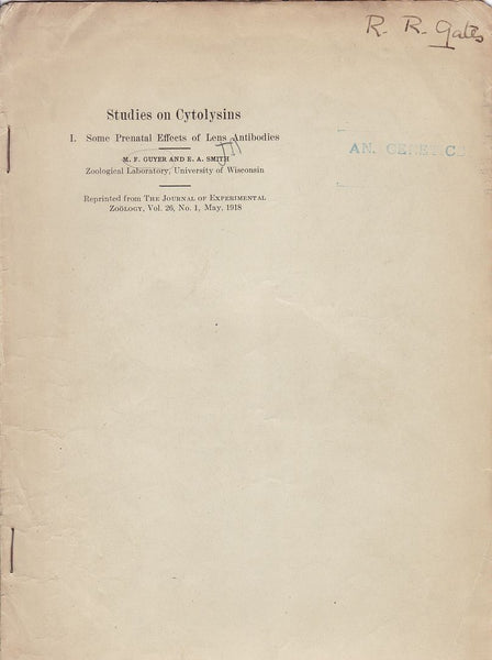 Studies on Cytolysins I. Some Prenatal Effects of Lens Antibodies