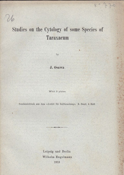 Studies of the cytology of some Species of Taraxacum