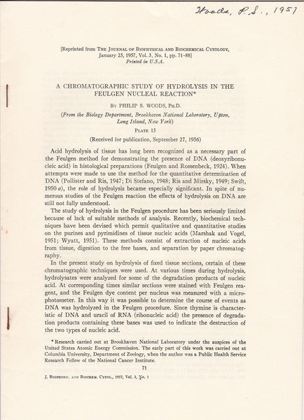 A Chromatographic study of Hydrolysis in the Feulgen Nucleal Reaction
