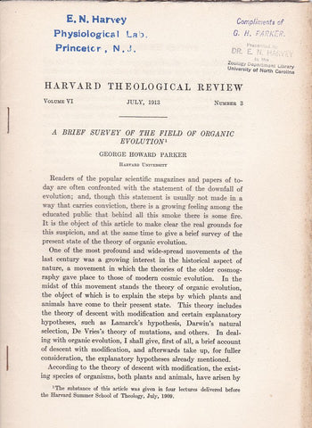 A Brief Survey of the Field of Organic Evolution