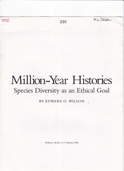 Million-Year Histories Species Diversity as an Ethical Goal
