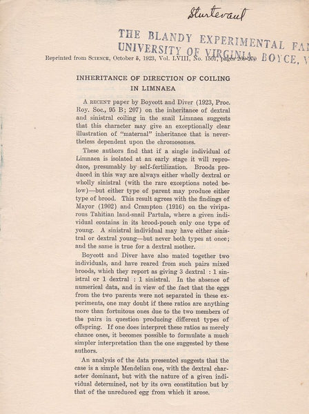 Inheritance of Direction of Coiling in Limnaea