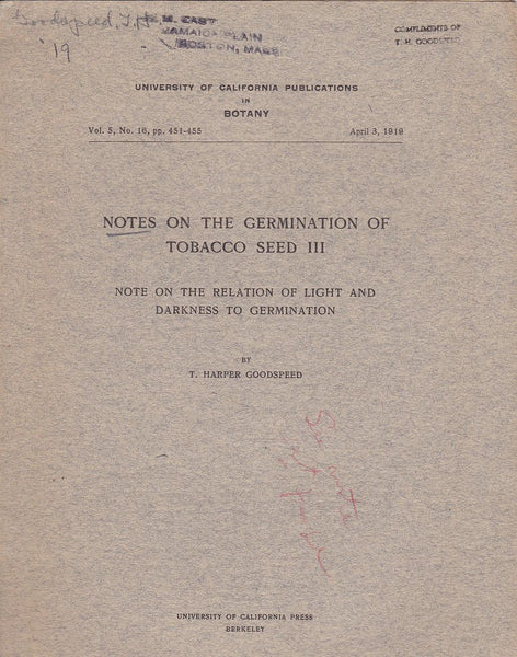 Notes on the Germination of Tobacco Seed III