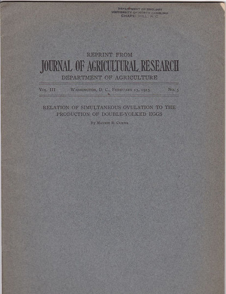 Relation of Simultaneous Ovulation to the Production of Double-Yolked eggs
