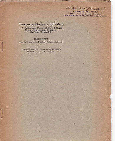 Chromosome studies in the Diptera: A Preliminary Survey of Five Different Types of Chromosome Groups in the Genus Drosophila