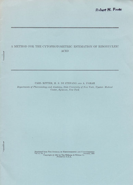 A Method for the Cytophotometric Estimation of Ribonucleic Acid