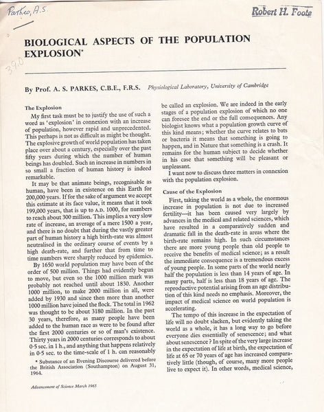 Biological Aspects of the Population Explosion