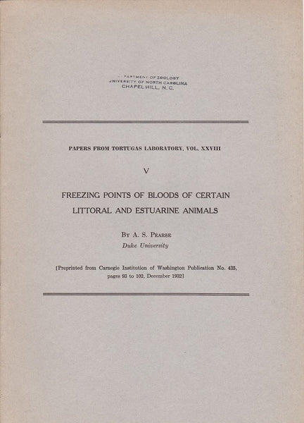 Freezing Points of Bloods of Certain Littoral and Estuarine Animals