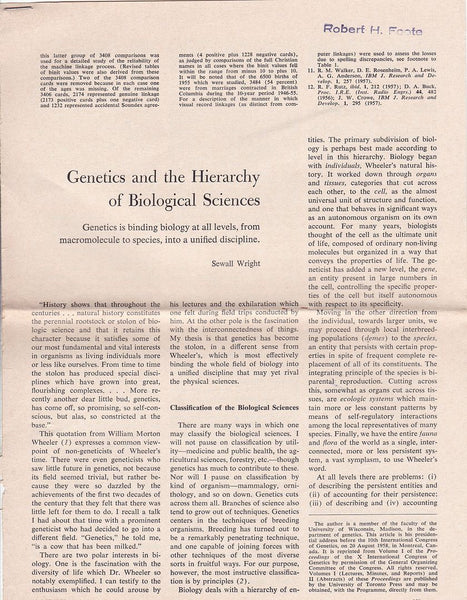 Genetics and the Hierarchy of Biological Sciences