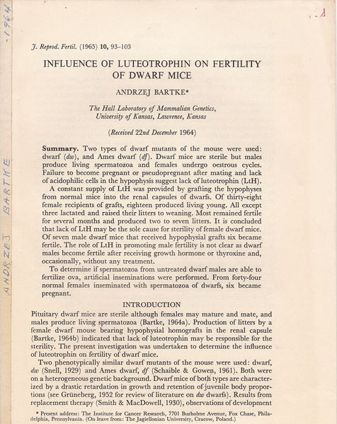 Influence of Luteotrophin on Fertility of Dwarf Mice