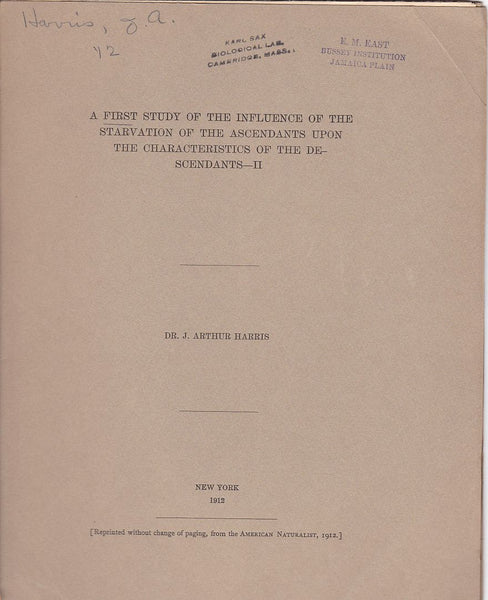 A First study of the Influence of the Starvation of the Ascendants upon the Characteristics of the Descendants- II