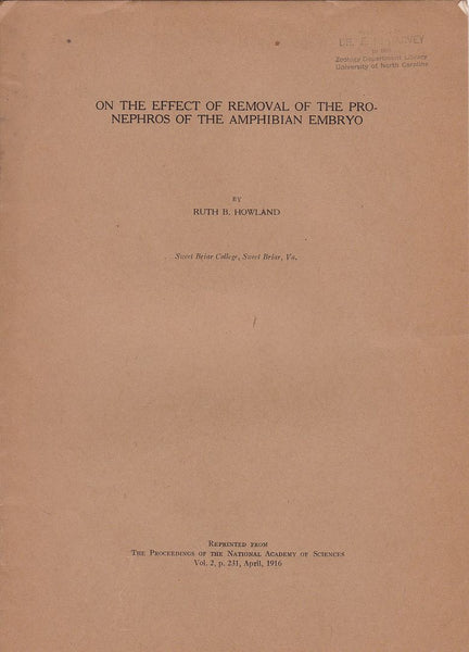 On the Effect of Removal of the pronephros of the Amphibian Embryo
