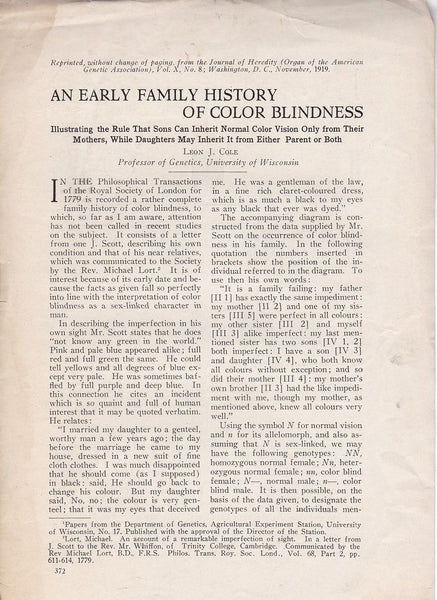 An Early Family History of Color Blindness