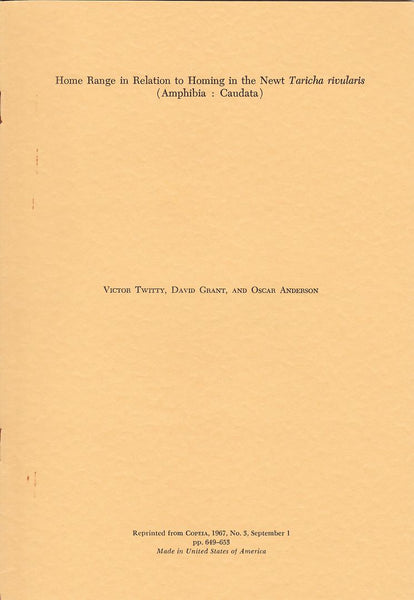 Home Range In Relation to HOming in Newt Traicha Rivularis (Amphibia : Caudata)