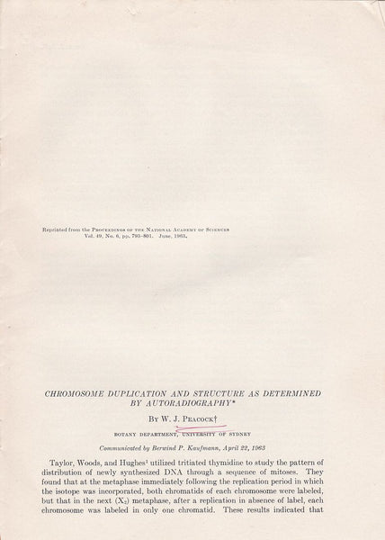 Chromosome Duplication and Structure as Determined by Autoradiography