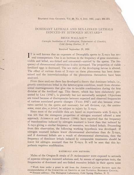 Dominant Lethals and Sex-Linked Lethals Induced by Nitrogen Mustard