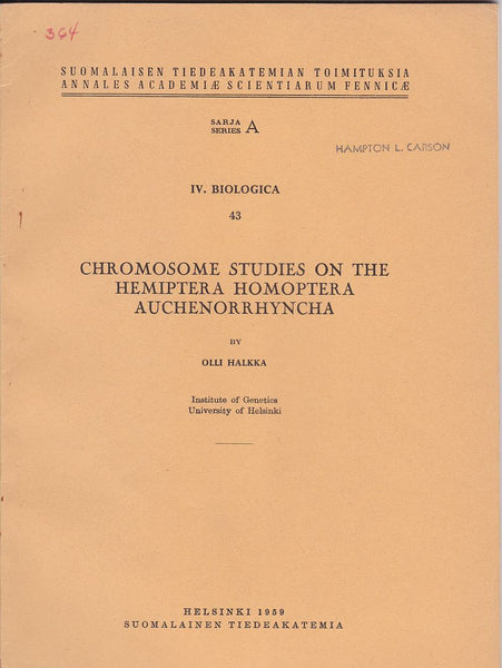 Chromosome studies on the Hemiptera Homoptera Auchenorrhyncha