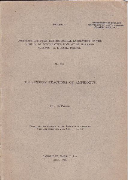 The Sensory Reactions of Amphioxus