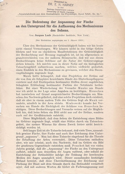 Die Bedeutung der Anpassung der fische an den untergrund fur die Auffassung des Mechanismus des sehens