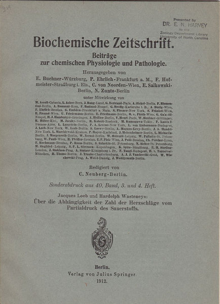 Uber Die Abhangigkeit der Zahl der Herzschlage vom Partialdrucks des Sauerstoffs